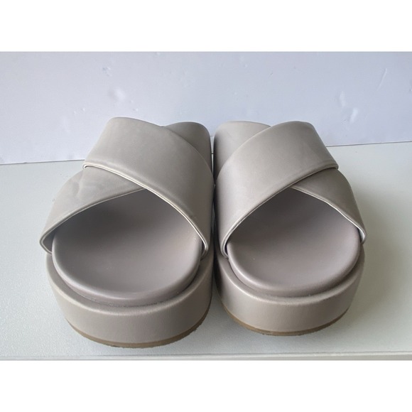 Shu Shop Lourdes Platform Crossover Slide Sandals Taupe Grey Women's 7.5 - Picture 3 of 5